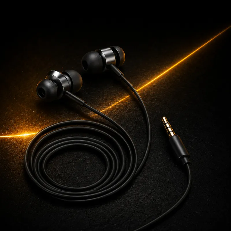 Wired earphones shot