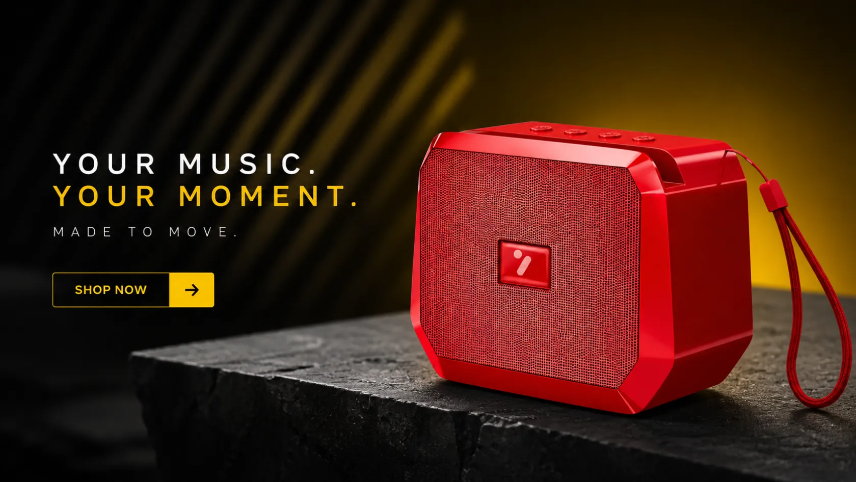 Your music, your moment, made to move — Arrow portable Bluetooth speaker in red with carry strap. Shop now.
